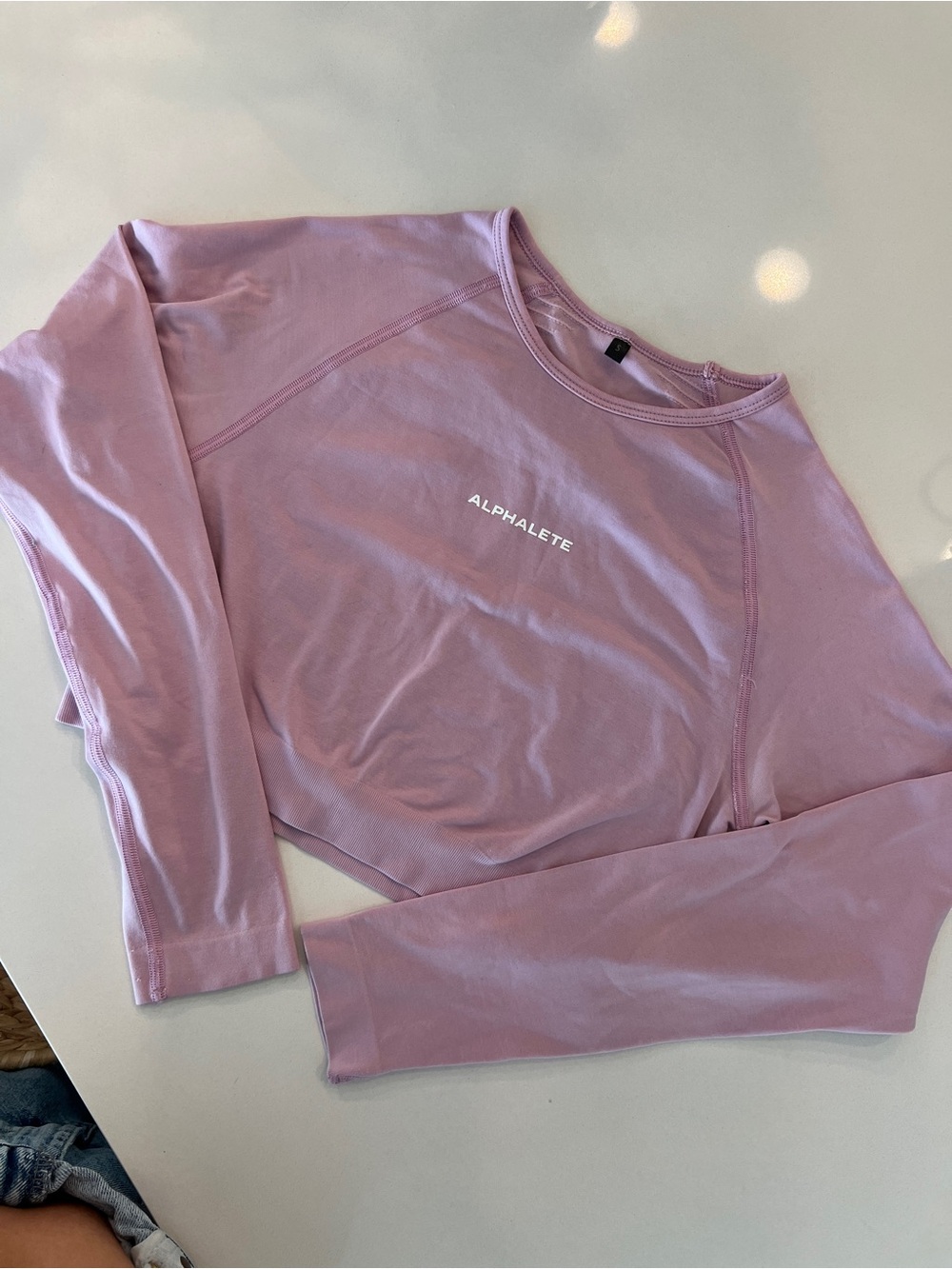 Alphalete Long Sleeve Cropped Tee in Bloom Pink